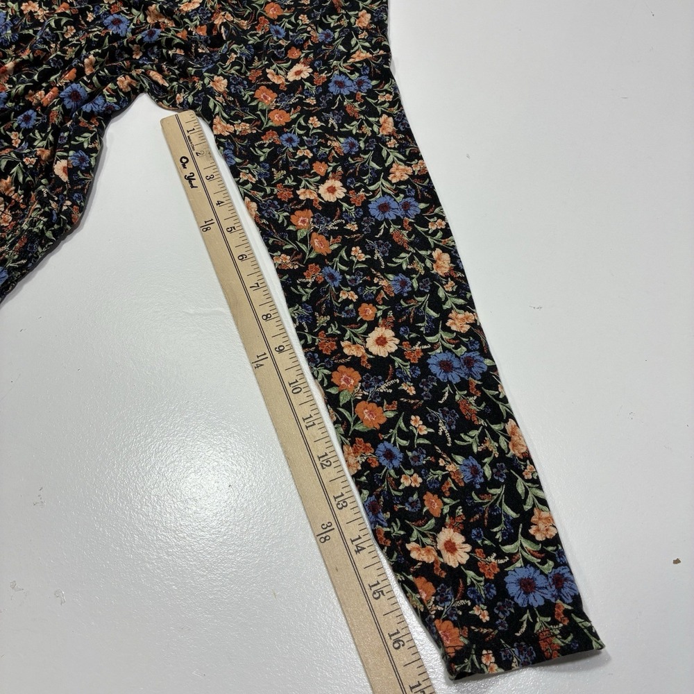 AE American Eagle Women Top Tie-Front Floral Blouse Sz Medium Soft Lounge Casual - Picture 8 of 11
